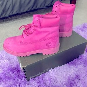Size 6-kids pink timberland boots